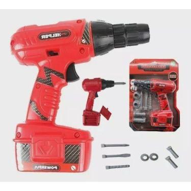 Imagem de Furadeira De Brinquedo Kit Ferramenta Infantil Para Crianças Vermelha 
