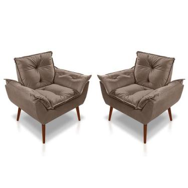 Imagem de Kit 2 Poltronas Opala Suede Cappuccino LM Decor - Casa da Poltrona