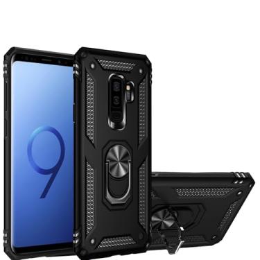 Imagem de Anvzle Capa para Samsung Galaxy S9+ Plus, capa protetora de camada dupla resistente para S9 + Plus [grau militar] protetora, suporte magnético para carro, capa preta