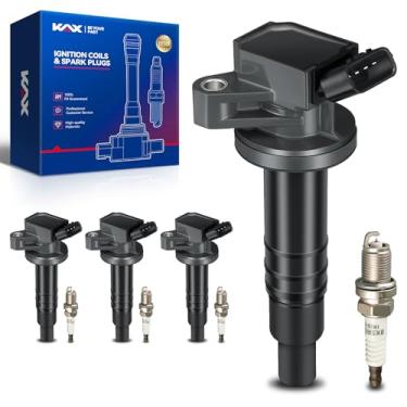 Imagem de KAX Conjunto De Desempenho Oem De 4 Bobinas De Ignição Uf247 E Vela De Ignição De Irídio Duplo Compatível Com Toyota Corolla Ce Le S Matrix Xr Base Celica Gt Mr2 Spyder Matrix Pontiac Vibe Base Vibe