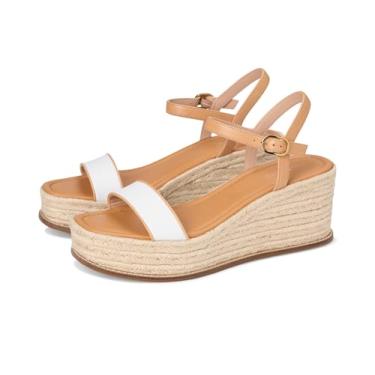 Imagem de Cole Haan Alpargatas femininas Cloudfeel Keeton Flatform, couro branco/biscoito, 10-B EUA