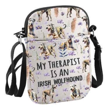 Imagem de Irish Wolfhound Owner Gift My Therapist Is An Irish Wolfhound Bolsa tiracolo para amantes de animais de estimação presente para mulheres, Therapist Irish Wolfh Cb