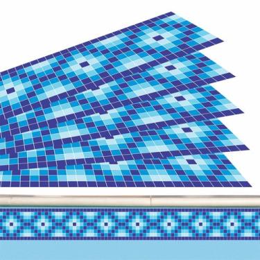 Imagem de Kit 09 Adesivos Piscina Azulejo Quadriculado Zig Zag Azul 100x10cm - R