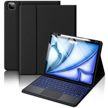 Imagem de Hamile Para Ipad Air 13 Polegadas Case Keyboard (M2) - Teclado Magnético Sem Fio Com Trackpad Multitoque 7 Cores Retroiluminado Capa Protetora À Prova De Manchas Para Ipad Pro 12.9 6ª 5ª 4ª 3ª Geraç