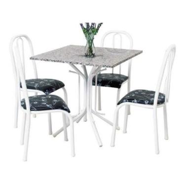 Imagem de Mesa De Jantar Com 4 Cadeiras Monaco 80cm Em Aço Cor Branca - Quality