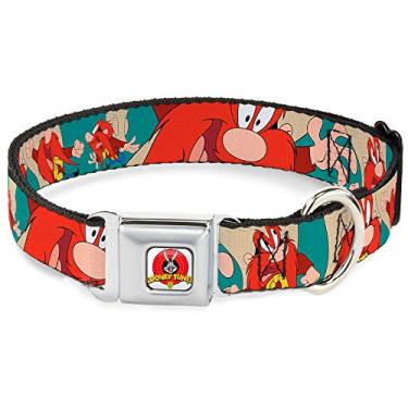Imagem de Buckle-Down Coleira para cães com fivela de cinto de segurança - Yosemite Sam Poses Turquesa - 3,8 cm de largura - Serve para pescoço de 40,6 a 58,4 cm - Médio