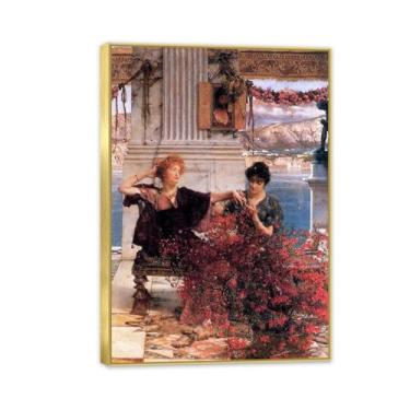 Imagem de MOBYAT Moldura dourada Love's Jewelled Fetter por Lawrence Alma Tadema Prints, reprodução de pintura a óleo, impressão giclée em tela, arte de parede pronta para pendurar para decoração de quarto de