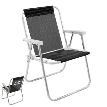 Imagem de Cadeira de Praia Alta Alumínio Lazy Sannet Preta Mormaii - 023567 Belfix