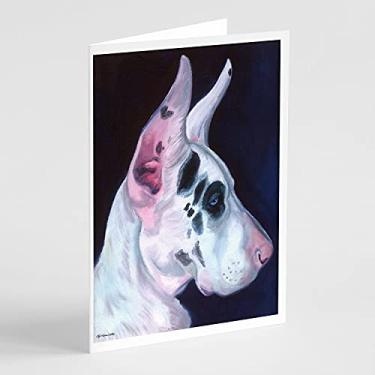 Imagem de Caroline's Treasures 7386GCA7P Cartões de felicitações e envelopes Great Dane Harlequin, pacote com 8, 7 x 5, multicolorido