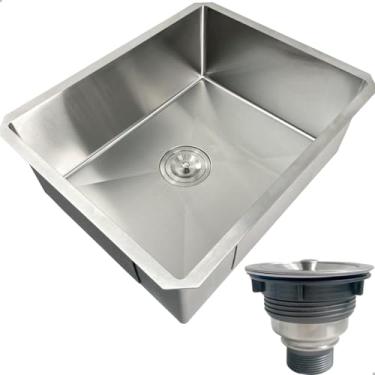 Imagem de Dona D cor, Cuba Inox Gourmet 50x40 cm Quadrada De Embutir Bancada E Valvula Higiênica 4 1/2” Com Cesto Removível Aço Inox Pia Cozinha