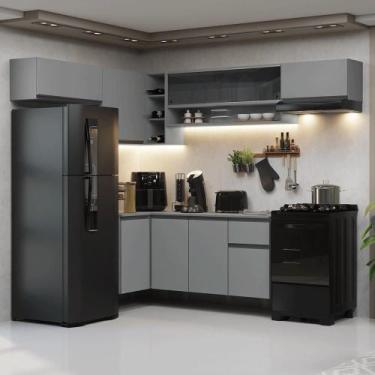 Imagem de Armário de Cozinha Completa de Canto Suspenso 405cm Cinza Nice Madesa 