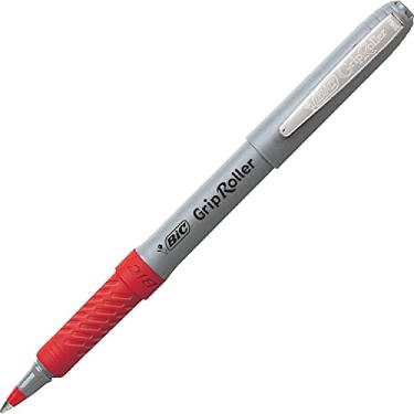 Imagem de BIC Caneta Roller Glide Grip com uma aderência de valor adicional, ponta fina (0,7 mm), vermelha, aparência contemporânea, 12 unidades