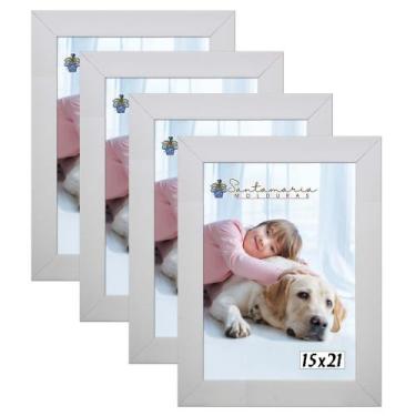 Imagem de Kit 4 Molduras Porta Retrato 15X21 Branco - Santamaria Molduras
