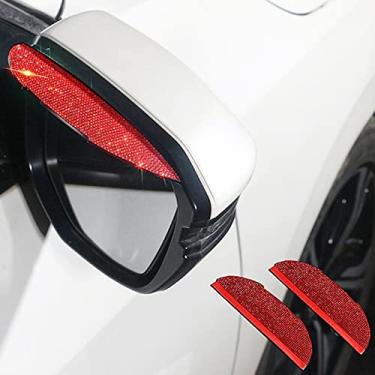 Imagem de MINGZAIQIPEI Espelho retrovisor para carro sobrancelhas de chuva, 2 peças Bling Bling Bling Retrovisor visor de chuva protetor anti-reflexo espelho capa bloqueador de sombra de chuva acessórios de espelho lateral para carro (vermelho)