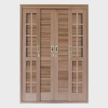 Imagem de Porta Balcão de Correr Quadriculado 6 Folhas Cedro Arana 215cmx200cmx15cm Madersilva