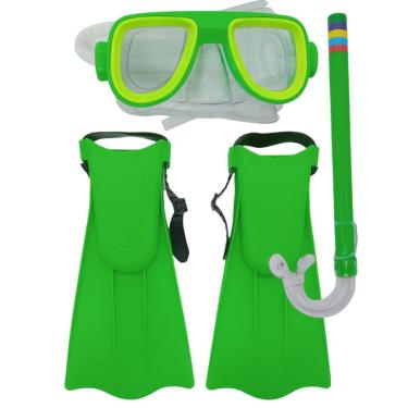 Imagem de Kit Mergulho Completo Infantil Máscara Snorkel Pé Pato