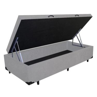 Imagem de Base Cama Box Baú Solteiro Couro Sintético Cinza 43x88x188