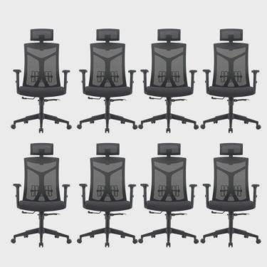 Imagem de Kit 8 Cadeiras Escritório Presidente Nr17 Office Lugano Preto Preto