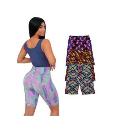 Imagem de Kit Com 3 Shorts Longo Academia Suplex Estampas Variadas - Olv Jeans, 