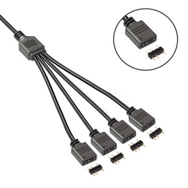 Imagem de Cabo splitter argb 1 para 4 saídas 3 pinos 5v p/ fans e led - PC MASTE