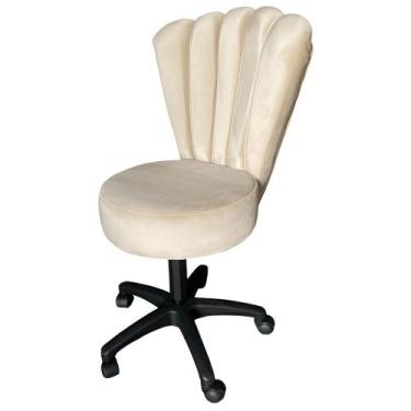 Imagem de Cadeira Mocho Pétala In9 Decor, Veludo Pérola - In9 Decor