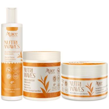 Imagem de Kit Apice Nutri Waves Mascara + Creme De Pentear + Gelatina Acidificante Tratamento Vegano Completo