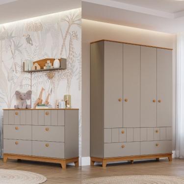 Imagem de Quarto Infantil com Guarda Roupa e Cômoda MDF Liza Permobili
