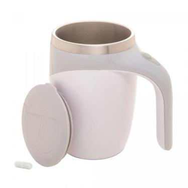 Imagem de Caneca 440 ml Mixer de Aço Inox com Tampa Branca Lyor