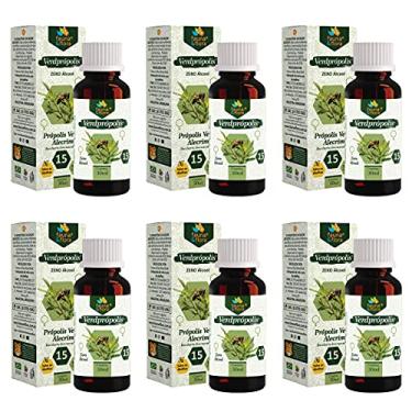 Imagem de Extrato Própolis Puro Kit com 6 Verde Alecrim 15% Sem Alcool Imunidade Vitamina Aquoso 30 ml Natural