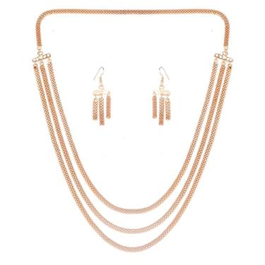 Imagem de Touchstone NOVO Bollywood indiano moda fresca feita à mão estilo moderno definição multicamadas fio grosso lindo colar de corrente de cobra brincos conjunto de joias de designer em tom dourado para