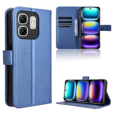 Imagem de Elubugod Capa de couro compatível com Infinix Smart 9 4G, capa flip de couro PU compatível com Infinix Hot 50i 4G X6531 X6531B / Smart 9 4G X6532 capa azul