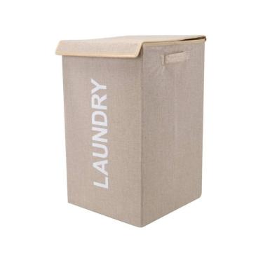 Imagem de Cesto Organizador Dobravel 60L Com Tampa Para Roupas Sujas E Multiuso Para Banheiro E Quarto!