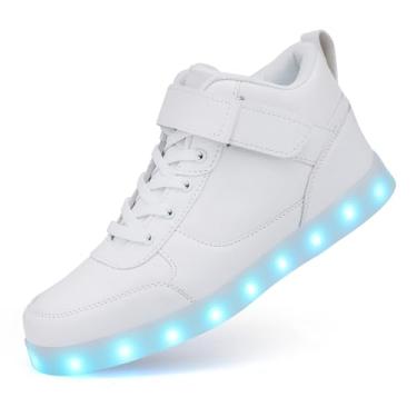 Imagem de GUANGJUFA LED Shoes Light Up Shoes High Top Light Up Sneakers USB Charging Dancing Shoes for Women Men GJFA168-White-38