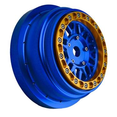 Imagem de BeaxTurbo Racing Upgrade Parts CNC Aluminum Bead Lock Wheel for Losi Super Baja Rey 2.0 1/6 1pcs Blue (Blue-Gold)