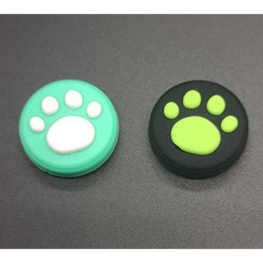 Imagem de 2 x controles analógicos de silicone para polegar, bastão de joystick, boné para Nintendo Switch NS e controle de interruptor Lite Joy-Con ThumbStick Gato de pata fofa, Combination Green 2PCS