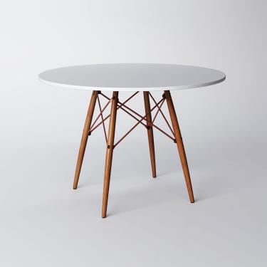 Imagem de Mesa Eiffel Wood Cobre Tampo De Madeira 90Cm Branco Branco