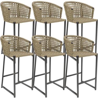 Imagem de Kit 06 Banqueta Área Gourmet Cozinha Varanda D04 Bege