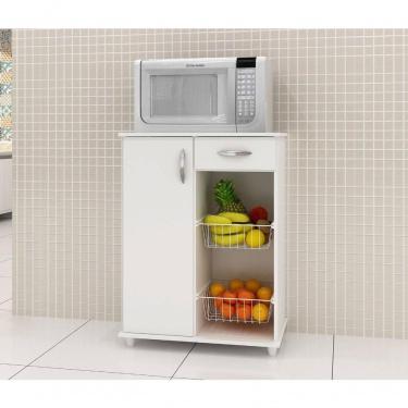 Imagem de Balcão Com Fruteira 1 Porta E 1 Gaveta Belize Branco Notável Móveis Branco