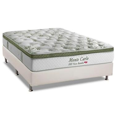 Imagem de Cama Box Casal 138x188 Monte Carlo Visco Molas Ensacadas Malha Fibras de Bambu Courano...