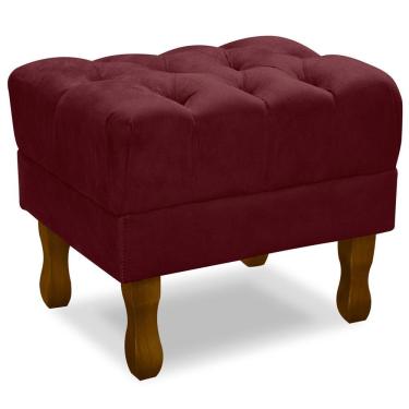 Imagem de Puff Puf Retro Capitone 55X44Cm Suede Bordo Mpassos Bordo