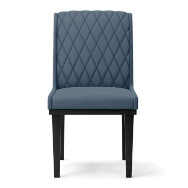 Imagem de Cadeira Sala De Jantar Base Madeira Preto Kit 4 Sofia Suede D03 - D'rossi Cor Azul Marinho