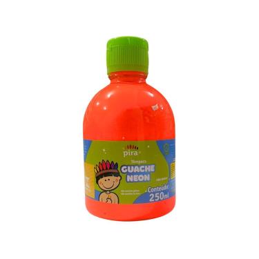 Imagem de Tinta Guache Neon Escolar Pet 250ml Com Aplicador Piratininga Laranja