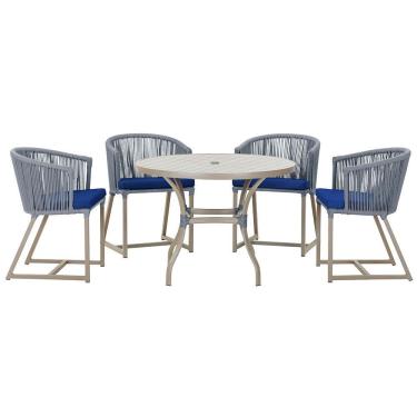 Imagem de Mesa Com 4 Cadeiras E Noronha Estofado 10 Trama Original Prata