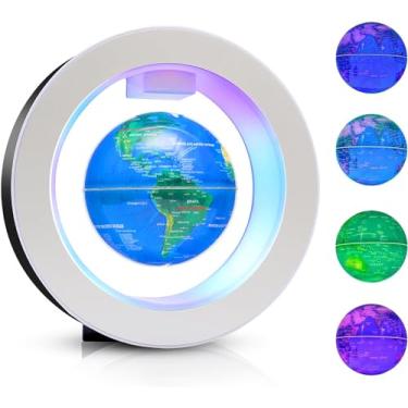Imagem de Ahilzam Globo Magnético Levitante Com Levitação Em Formato De O E Luzes Led Multicoloridas, Controle Por Toque Para Decoração Mesa