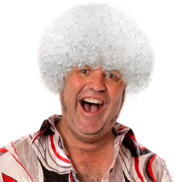 Imagem de HODRME Perucas Afro Curtas E Fofas Unissex, Femininas Masculinas, Cacheadas, Estilo Disco Hippie Para Fantasia, Cosplay, Halloween, Festa De Natal (Brancas - 2)