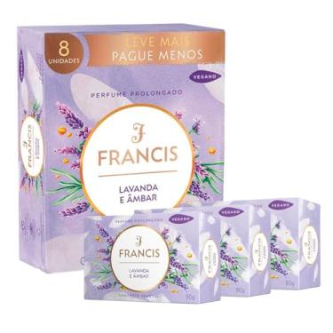 Imagem de Kit 8 Sabonetes Vegetal Vegano Francis 90g Lavanda e Âmbar Perfume Prolongado