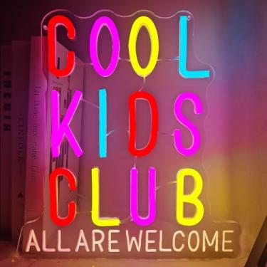Imagem de CinsYarn Placa De Neon Cool Kids Club Para Decoração Parede, Luz Regulável Sala Aula, Jogos, Quarto, Festa