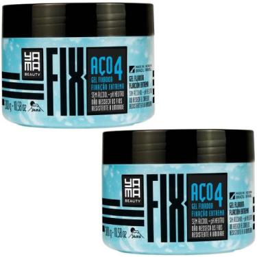 Imagem de Kit 2 Gel Fixador Capilar Profissional Efeito Aço Alta Fixação E Resis