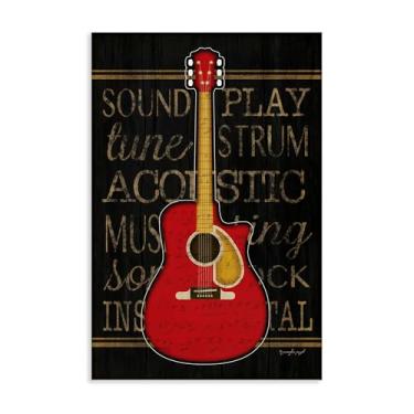 Imagem de Stupell Industries Arte de parede em tela de guitarra acústica banda de garagem por Jennifer Pugh, 20 x 30