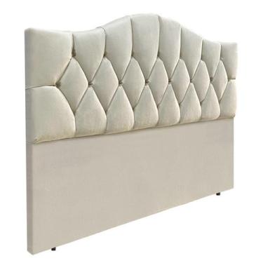 Imagem de Cabeceira Solteiro Cama Box Botões Provençal Areia Suede Com Pés 120Cm